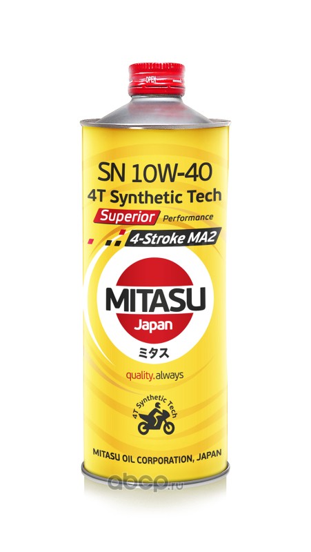 MITASU 10W40 1L МАСЛО МОТОРНОЕ SUPERIOR 4-STROKE SN_MA2 Synthetic Tech
