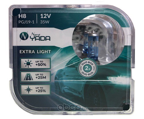 907366 Лампа H8 12V 35W EXTRA LIGHT +50 % Plastic case - 2шт к-т