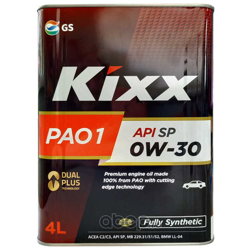 KIXX PAO 1 0W30 4L МАСЛО МОТОРНОЕ _ API: SP  ACEA C2_C3, MB 229.31_51_52, BMW LL-04, Fully Synthetic