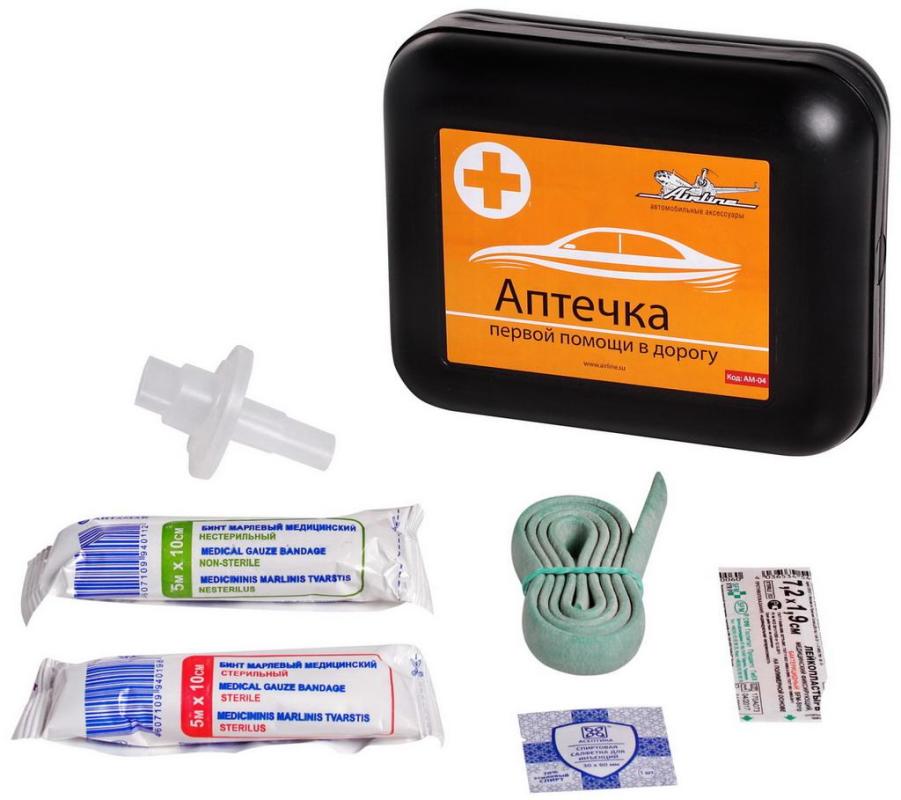 AIRLINE AM04 Аптечка первой помощи в дорогу, пластиковый футляр (AM-04)