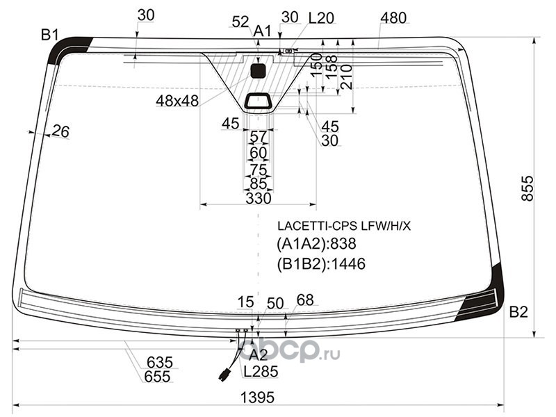 Размер лобового лачетти хэтчбек