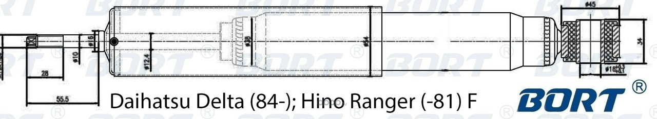 BORT G11245071 Стойка амортизационная газомасляная передняя для Daihatsu Delta (84-); Hino Ranger (-81) F