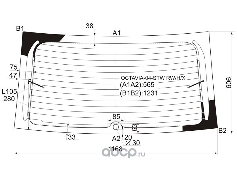 Размер лобового стекла шкода а5. Octavia-04-STW RW/H/X.