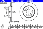 Ate 24011101641 Диск тормозной задний MAZDA 3 1.4/1.6L all 2003-> /D=258mm