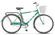 Stels LU075697 Велосипед 28 дорожный Navigator 300 Gent (2018) количество скоростей 1 рама сталь 20 зеленый с корзиной