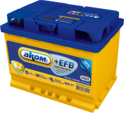 АКОМ 4607034731076 Батарея аккумуляторная 6СТ-62VL АКОМ+EFB Euro, технология EFB, 12В, 62 А/ч, 620А, обратная полярность, формат АКБ: LN2, европейский тип клемм